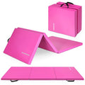 BalanceFrom 6x2 Feet 3-Panel Folding Gymnastics Mat – 2-Inch Thick Pad with Vinyl Surface and Carrying Handles for Tumbling, Yoga, Pilates, Home Workouts, and Martial Arts - color: Pink