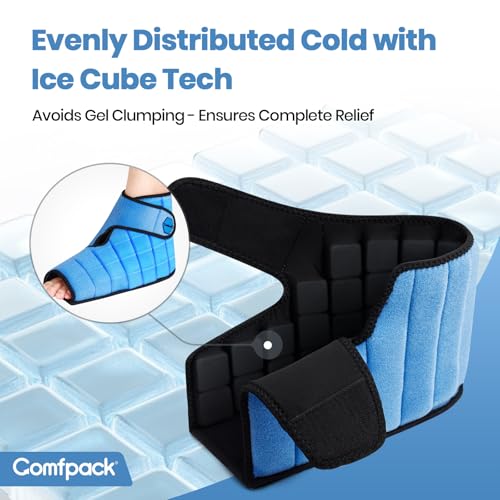 Comfpack Ankle Foot Ice Pack Wrap for Plantar Fasciitis Relief with 2 Hours Long Lasting Cold, Reusable Ice Boot for Injuries, Sprained Ankle, Swelling, Achilles Tendonitis, Surgery ﻿ - style: Foot Ice Pack Wrap