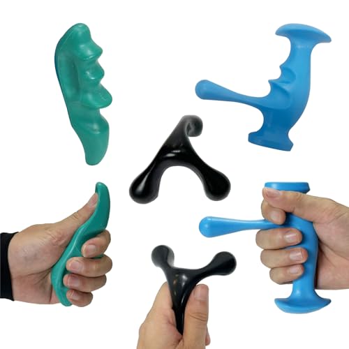 Manual Trigger Point Massage Tool & Thumb Saver, Include Thumb Shaped Massager & 3-Legged Massage Knobs, Handheld Self-Massage Tool for Full Body Deep Tissue, Muscle Pain, Knots & Stress Relief