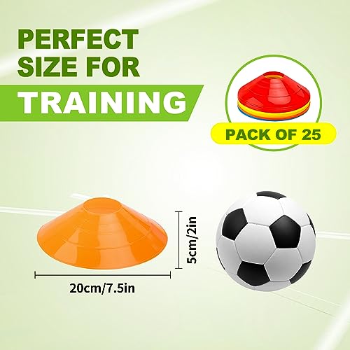 Ashsajkd(Set of 25/50/100 - Agility Soccer Cones with Carry Bag and for ， Football Cones for TrainingFootball, Basketball, Coaching, Agility Cones for Indoor and Outdoor Games - color: E-25 Pack multicolor