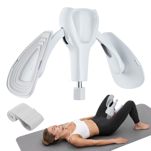 Pelvic Floor Exercise Devices 77 lb Adjustable Kegel Inner Thigh Exerciser and Hip Trainer Workout Equipment for Home Postpartum Recovery Women Men, with Band - color: Grey