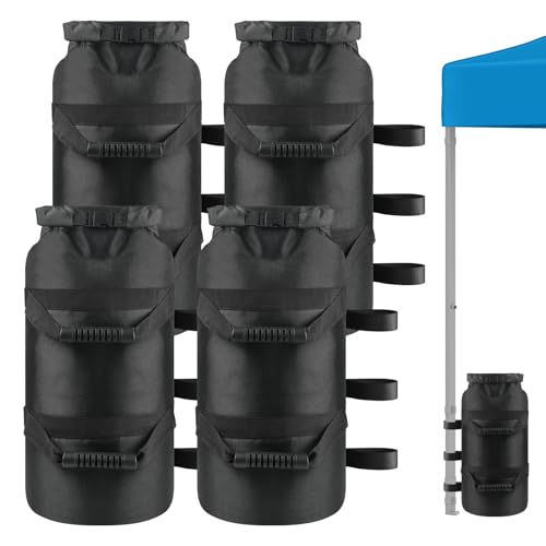 160LBS Canopy Weight Sand Bags Set of 4, No Sand, Black | 1680D Heavy Duty SandBags for Canopy Tent Legs, Pop up Tent Gazebos Weights for Outdoor Patio Umbrellas, Pergolas, Sunshades - size: 160 LBS