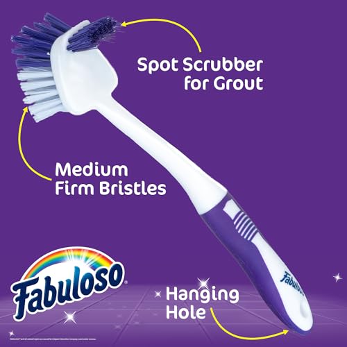 Fabuloso Tile Brush with Spot Scrubber, Long Bathroom Cleaning Brush with Medium Bristles, Shower Scrubber with Hanging Hole for Tile, Grout, Tubs, Floors and Bathroom Walls, 11 Inch - size: Tile Brush w/ Spot Scrubber