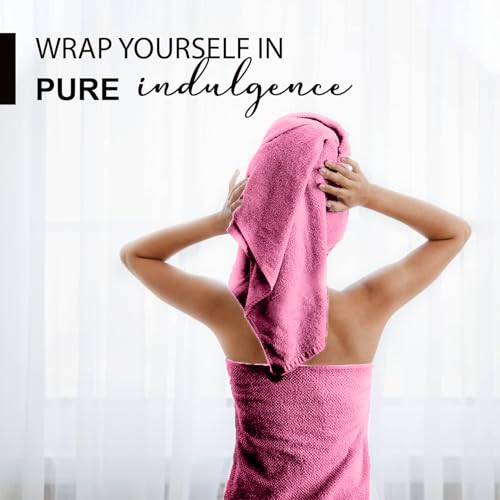 KAHAF COLLECTION 100% Cotton Bath Towels, 24x48 Pack of 6 Towels, Quick Dry, Highly Absorbent, Soft Feel Towel, Gym, Spa, Bathroom, Shower, Pool, Luxury Soft Towels (Pink, 24x48-6 Pack) - color: Pink, size: 24x48 - 6 Pack