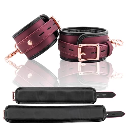 Spreader Bar Heavy Duty Stainless Steel Adjustable Bar with 4 pcs PU Cushioned Straps for Yoga, Pilates, Fitness Training, Home Gym Equipment and more. - color: Wine Red