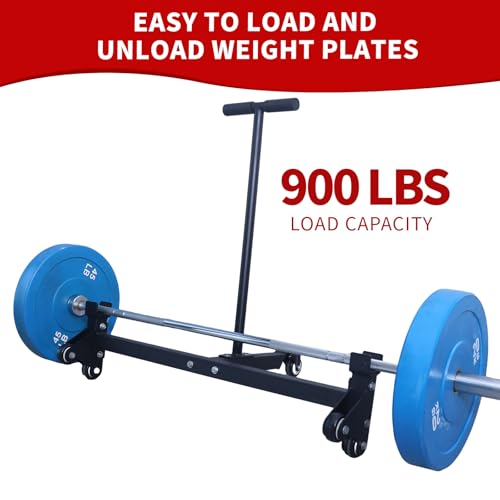 Deadlift Jack Barbell Stand with Wheels 900lb Capacity Convenient to Replace Weight Plates for Deadlift Weightlifting Training,CrossFit & Home Gym