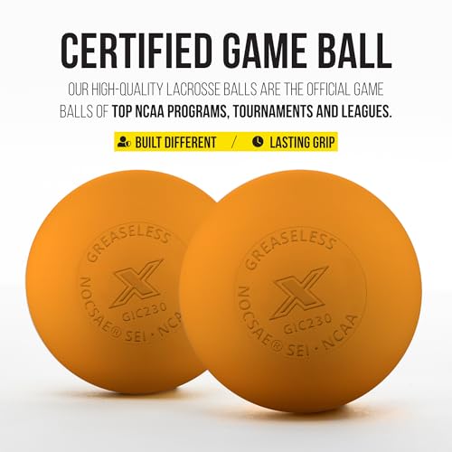 PEARL X Greaseless Lacrosse Balls by Guardian Innovations - Official Ball of NCAA Championships - Meets NOCSAE Standards and SEI/NCAA Certified - color: Orange, size: 10 Pack