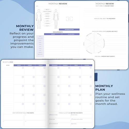 Clever Fox Fitness & Food Journal – Nutrition & Workout Planner for Women & Men – Diet & Gym Exercise Log Book with Calendars, Diet & Training Trackers - Undated, A5 Size, Hardcover (Mystic Blue) - color: Mystic Blue, size: A5 (5.8'' x 8.3'')