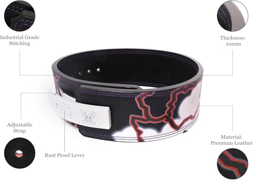 Anime Weight Lifting Lever Belt | 10mm Premium Leather Weightlifting Belt for Powerlifting, Bodybuilding, Deadlift, Squats, Exercise Workout | Heavy Duty Gym Belt Best for Men & Women - color: Gear 5, size: Small