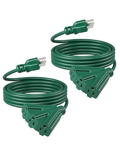 DEWENWILS 15 FT Outdoor Extension Cord, Weatherproof 16/3 SJTW Power Cable for Outdoor String Lights and Landscaping String Lights, ETL Listed, Pack of 2, Green - color: Green, size: 15 Feet, style: 2 Pack