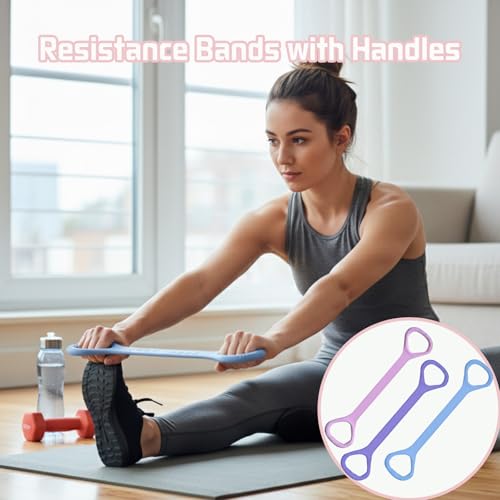 Figure 8 Fitness Resistance Band, Exercise Resistance Bands for Women, Resistance Bands with Handles for Arms, Back, Shoulders, Legs and HIPS Working Out - color: Blue