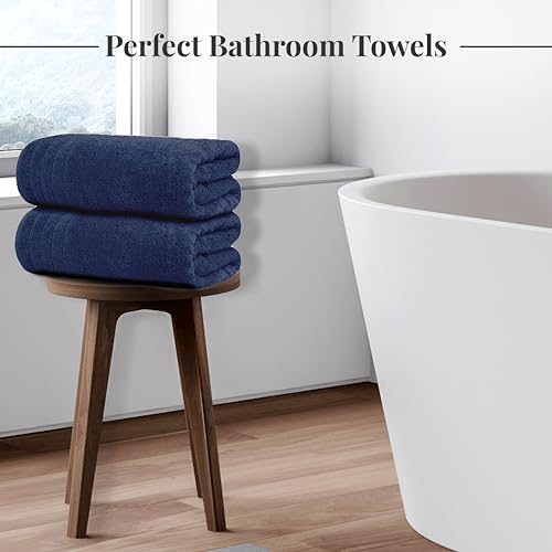 Tens Towels Pack of 8 Towels Set, 2 Extra Large Bath, 2 Hand, 4 Washcloths, 100% Cotton, Lighter Weight, Quicker to Dry, Super Absorbent, Perfect for Bathroom, Navy - color: Navy