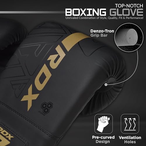 RDX Boxing Pads and Bag Gloves Set, Maya Hide Leather Kara Hook and Jab Training Pads, Curved Focus Mitts for MMA, Muay Thai, Kickboxing Coaching, Martial Arts, Punching Hand Target Strike Shield - color: GOLDEN