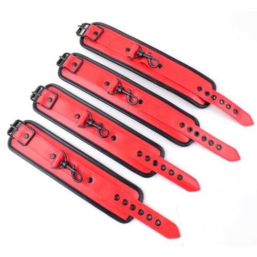 Heavy Duty Stainless Steel Expandable Spreader Bar with 4pcs PU Black--Pink Skull Pattern Detachable Adjustable Straps,Workout Bar for Home Indoor Gym Training Kit - style: Black+Red-Cushioned