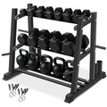 Dumbbell Rack, Bongkim Dumbbell Set with Rack Stand, Dumbbells Weights Rack for Home Gym, Weight Rack for Dumbbells, Kettlebells, and Weight Plates 1100LBS - color: black