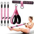 Pedal Resistance Band with Handles, 30-90LB Adjustable Thai Natural Rubber Resistance Bands, 3 Removable Covered Tubes, Full Body Workout Equipment for Abs Arms Legs Waist - color: Pink