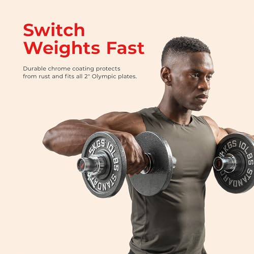 Sunny Health & Fitness Olympic Dumbbell Bars w/ 2 Ring Collars, 16-20 Inch - size: 1. 16 inch
