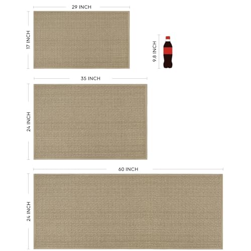 Artoid Mode Washable Non Slip Kitchen Rugs and Mats Set of 2, Rubber Backing Absorbent Kitchen Mats for Floor Front of Sink - 24x35 and 24x60 Inch - color: Linen, size: 24" x 35" /24" x 60"