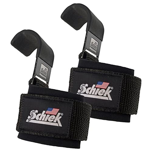 Schiek Sports 1200 Power Lifting Hooks - Maximum Grip Support in Heavy Lifting - Snug Fit - color: Black