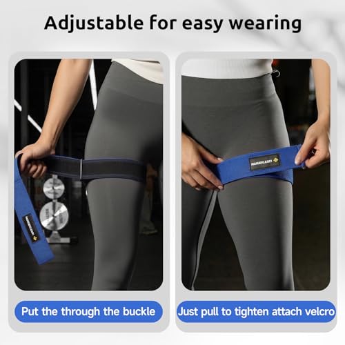 MANUEKLEAR Non-Slip Blood Flow Restriction Bands for Thighs, BFR Booty Bands for Women Glutes Leg, Adjustable Occlusion Thigh Bands for Workout Leg & Hip - color: Blue