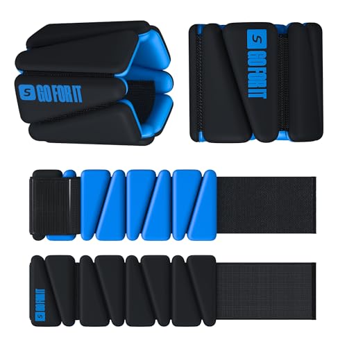 SPORTBIT Wrist and Ankle Weights for Women - Set of 2 (1lb Each) Wearable Ankle & Wrist Weights - Leg & Arm Bands, Silicone Weighted Bracelets for Workout, Walking, Running, Yoga, Pilates - color: *Blue