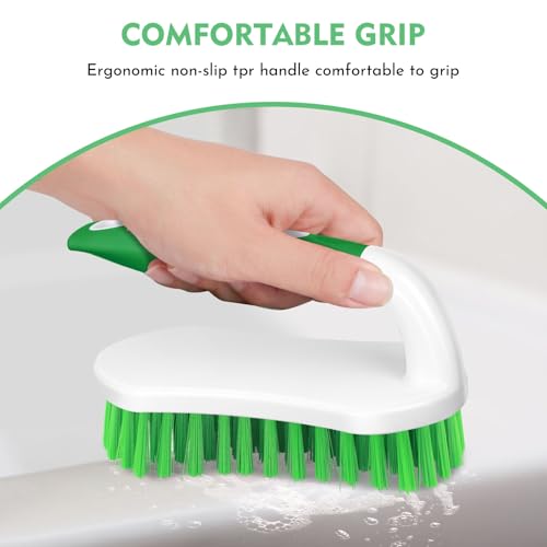 SetSail Scrub Brush, Heavy-Duty Scrub Brushes for Cleaning with Stiff Bristles Cleaning Brush for Shower, Bathroom, Carpet, Kitchen and Bathtub Scrubber - 2 Pack Green - color: Green, size: 2-pack
