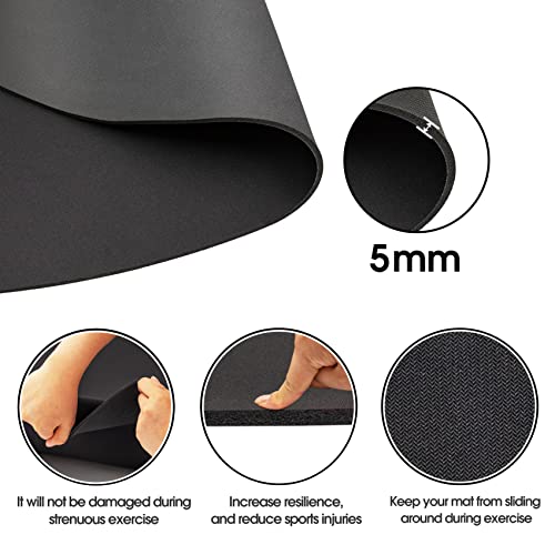 Cheete Jump Rope Mat Large Rubber Exercise Mat Indoor Outdoor Shock Absorbing Mat Non-Slip Oval Design for Floor & Rope Protection, Workout Mats for Home Gym Flooring - color: Black