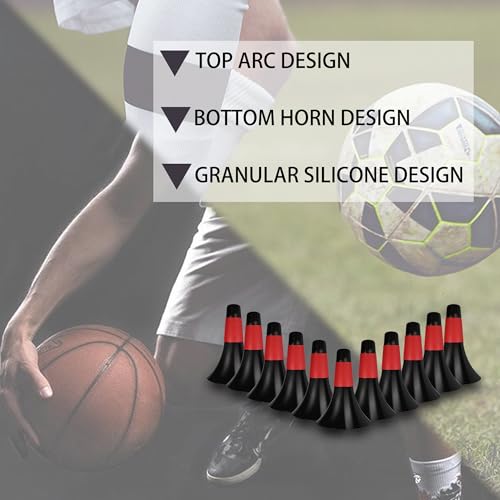 12 Pcs Sports Training Cones 9 Inch Agility Plastic Skating Marker Cones with Carry Bag for Kids Football Basketball Practice - color: Red