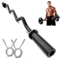 Olympic EZ Curl Bar 47-Inch - Chrome Curling Barbell for Biceps,Triceps,Arm Workouts,Compatible with 2"Olympic Plates,Includes Spring Collars,Home Gym Strength Bar(500LB Capacity)