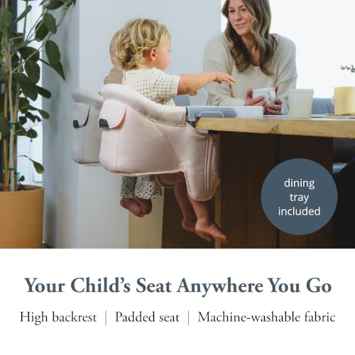 Inglesina Fast Table Chair - Powder Pink + Fast Dining Tray - Portable Baby High Chair for Babies & Toddlers up to 37 lbs - Fits Tables 0.8''-3.5'' Thick - Compact, Easy to Use - Travel Bag Included - color: Powder Pink, style: Chair with tray
