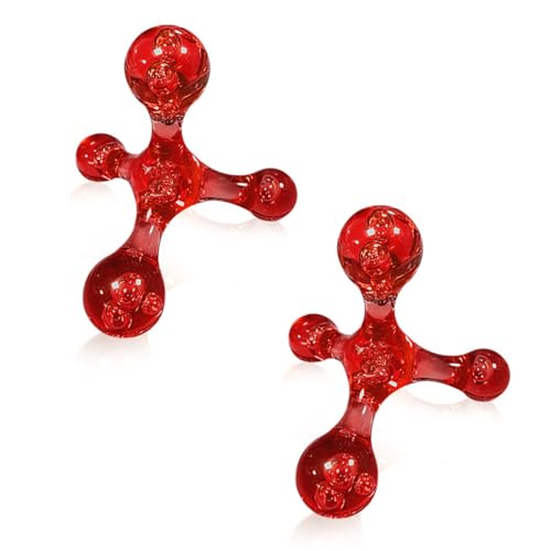 Trigger Point Massage Tools, 2 PCS 4 Point Manual Deep Muscle Tissue Trigger Massager, Handheld Palm Pressure Point Massage Tool, for Neck Shoulder Back Muscle Pain Relief (Red) - color: Red
