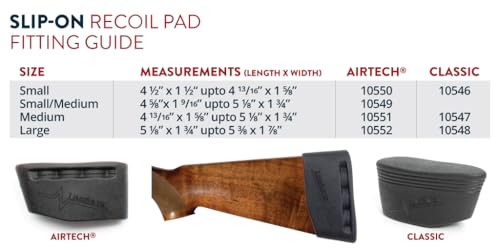 LimbSaver Airtech Slip-On Recoil Pad, Small-Large Sizes, 0.5"-1" LOP, No-Slip Surface, No Stock Modification, Reduces Recoil for Maximum Control and Stability - size: Small