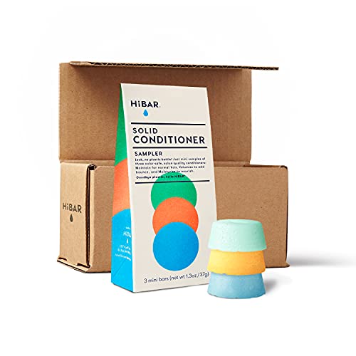 HiBAR - Conditioner Bar Sampler - Maintain, Moisturize & Volumize Conditioner Bars - Travel-Friendly - Salon-Quality Ingredients - Soap, Paraben, Plastic & Sulfate-Free - Color Safe -3 Mini Solid Bars - style: Sampler - All hair types