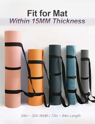 Yoga Mat Carrier Strap - Adjustable Thick and Wide Strap for Carrying Mat or Stretching - color: Black