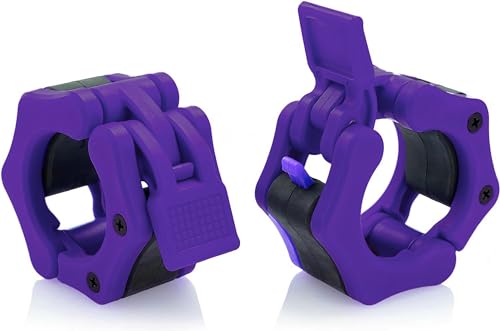 Olympic Barbell Clamps Collars Quick Release Pair Weight Clips for 2 inch Barbell PURPLE - color: Purple