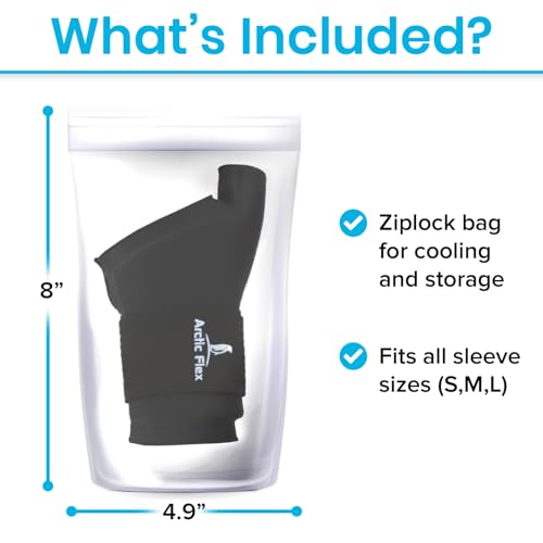 Arctic Flex Wrist & Thumb Ice Pack Wrap - Extra Strength Hot & Cold Therapy | Reusable Hand Freeze Sleeve - for Arthritis, Carpal Tunnel, Surgery, & Pain Relief (Fits Left & Right) - color: Black, size: Medium