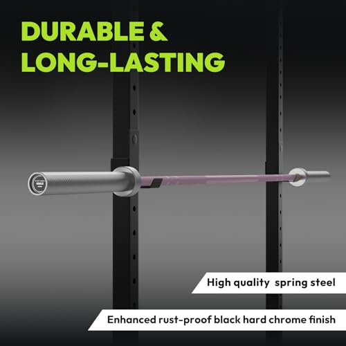 HANDBODE Olympic Barbell 6.5 ft/7 ft, 2 Inch Straight Womens Bars, 35 lb/45 lb Weight Bar, 1000 lb High-Capacity, for Weightlifting, Bench Press, Deadlift, Squat, Home Gym Strength Training - color: 6.5 ft Barbell 35 lb, 1000 lb, Pink & Silver