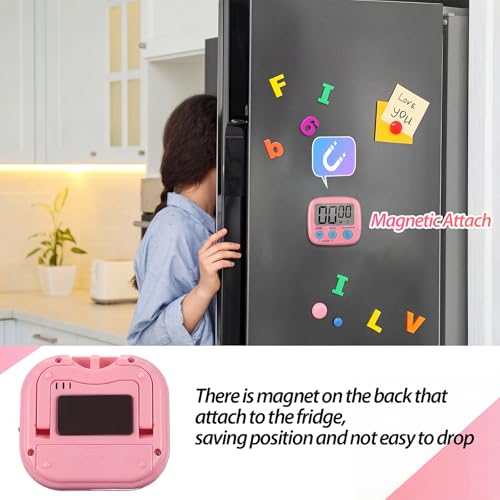 Weewooday 24 Pcs Small Digital Kitchen Timer Magnetic Back and Switch Minute Second Count up Countdown Big LCD Display Loud Alarm for Teacher Cooking Baking (Pink,Orange) - color: Pink, Orange