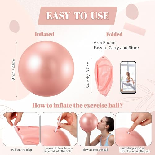 Sotiff 20 Pcs 9 Inch Pilates Ball Bulk Exercise Pilates Ball Mini Yoga Balls Therapy Core for Stability Barre Training Stretching Physical Posture Training Gym Workout with Inflation Tube - color: Champagne