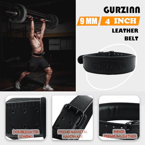 9mm Leather Fitness Weight Lifting Belt for Women&Men with 4 Inches Padded Lumbar Support for Power Lifting Workout & Squats Exercise - color: B-Black, size: Extra Small