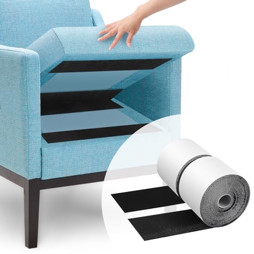 4.4''×16.5 Feet Black Heavy Duty Hook and Loop Tape Adhesive, Keep Couch Cushions from Sliding or Blowing at Outdoor, Picture Wall Hanging, No Punching Wall Mounting, Keep Your Carpet Rugs in Place - size: 4.4In x 16.5Ft, style: Black