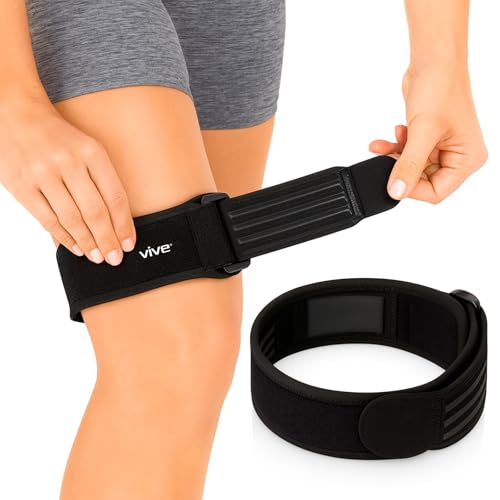 Vive IT Band Strap - Iliotibial Band Compression Wrap - Outside of Knee Pain, Hip, Thigh & ITB Syndrome Support - Neoprene Brace for Running and Exercise - Athletic Stabilizer for Men, Women - style: Single