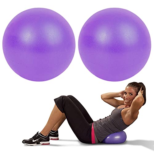 2 Pack Exercise Balls, 8-9 Inch Mini Pilates Yoga Balls, Anti-Burst Small Fitness Balls for Pilates, Yoga, Core Training and Physical Therapy, Improves Balance - color: Purple