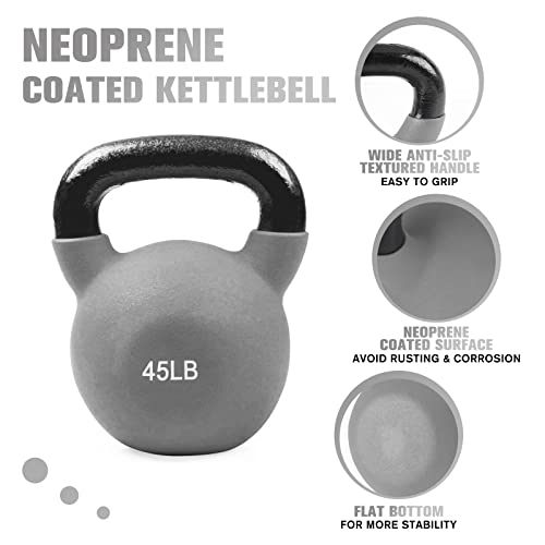 RitFit Neoprene Coated Kettlebell Weight Set, Solid Cast Iron - color: 25LB(Grey）