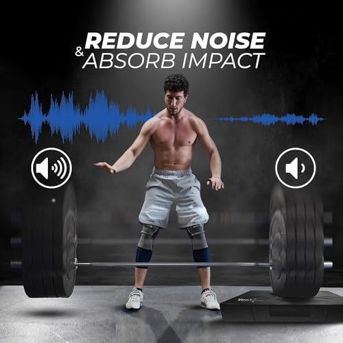 Yes4All Silencer Drop Pads/Weightlifting Drop Pads with PVC Cover & Easy Carry Handles – Sold in PairsVariation Theme - color: C. Blue/White - 6in