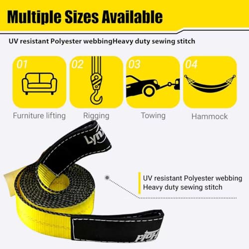 2''x 6.6FT Lift Sling Web Strap/Wear Guard End, Heavy Duty Flat Eye Lifting Sling with 13,000 lbs Reinforced Loops for Tree Saver Lifting Furniture Appliances Machine 2PK - size: 6.6ft