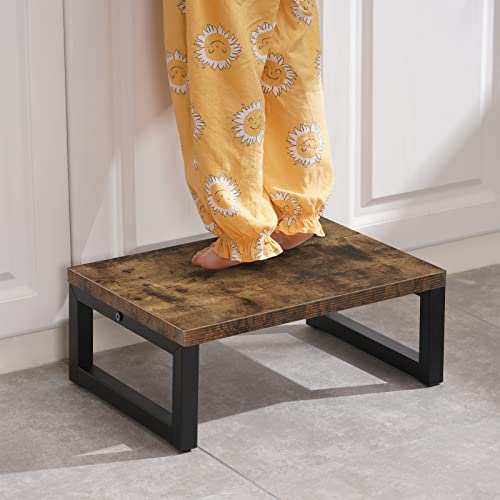 Snughome Wooden Step Stools for Kids, Solid Wooden Bedside Step Stool Adults Hold Up to 350 lb, One Step Foot Stool for Kitchen, Bedroom, Living Room, Bathroom - Self-Assembly(Rustic Brown) - color: Rustic Brown