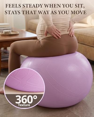 Trideer Pregnancy Birthing Ball, 1.7mm Extra Thick Yoga Ball for Maternity, Labor, Physio, Recovery, Exercise Guide & Daily Comfort Tips for All Trimesters, Anti-Burst Non-Slip Stability Ball - color: Lavender, size: L(23-26IN/58-65cm)