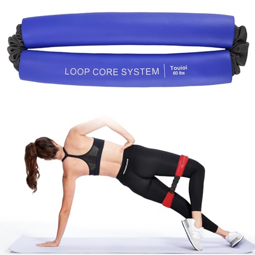 Hip and Core Resistance Loop Bands for Glute Workouts and Stretching | Resistance loop system designed for hip, core, and glute stretching, fitness, and workout routines - color: Blue - 60 lbs