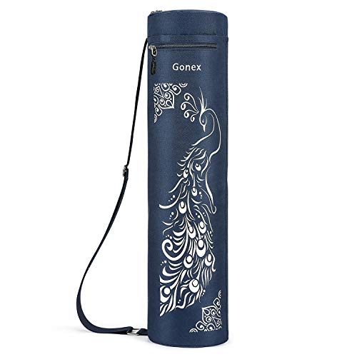 Gonex Yoga Mat Bag with Full-Zip Design, Fits Most Mats | 600D Oxford Fabric, Wet Pocket, Front Zip Pocket, Adjustable Strap, Fits Mats up to 26" - color: Dark Blue